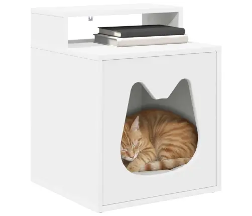 Katės Namelis Balta 42,5 X 40 X 53,5 Cm Apdirbta Mediena