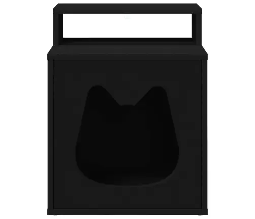 Kaķu Māja Melna 42,5 X 40 X 53,5 Cm Inženierijas Koks Vidaxl