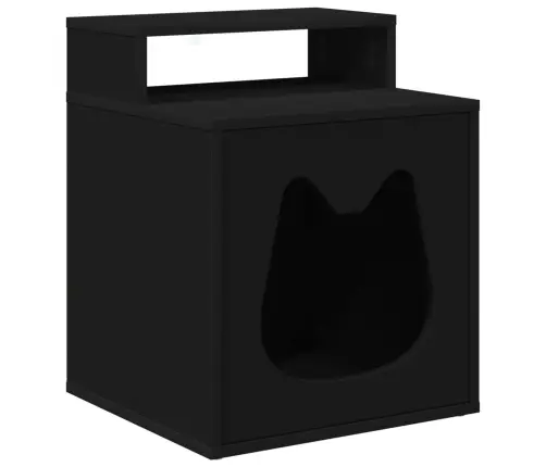 Kaķu Māja Melna 42,5 X 40 X 53,5 Cm Inženierijas Koks Vidaxl
