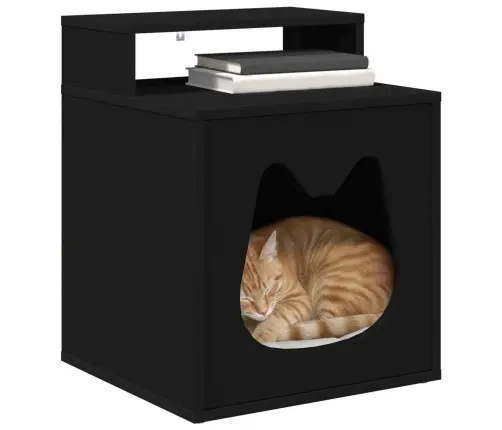 Kaķu Māja Melna 42,5 X 40 X 53,5 Cm Inženierijas Koks Vidaxl