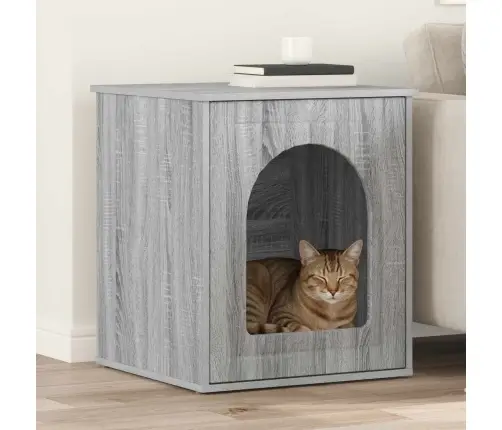 Kaķu Māja Pelēks Sonoma 53 X 52 X 62 Cm Inženierijas Koks Vidaxl