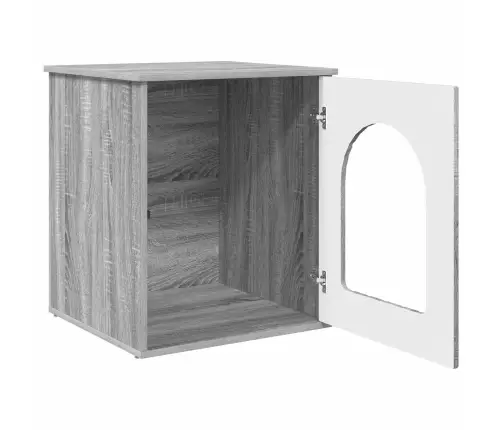 Kaķu Māja Pelēks Sonoma 53 X 52 X 62 Cm Inženierijas Koks Vidaxl