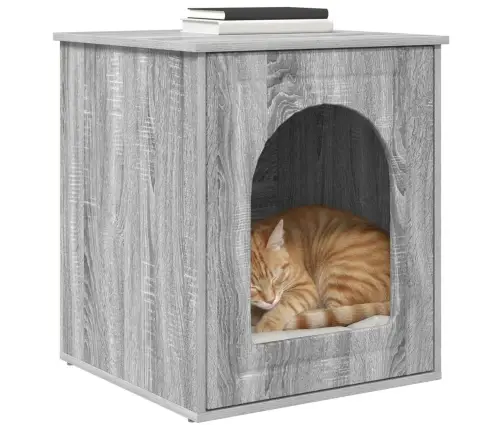 Kaķu Māja Pelēks Sonoma 53 X 52 X 62 Cm Inženierijas Koks Vidaxl