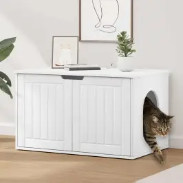 Kaķu Māja Balts 85 X 55 X 50,5 Cm Inženierijas Koks Vidaxl