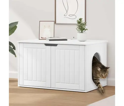 Kaķu Māja Balts 85 X 55 X 50 Cm Inženierijas Koks Vidaxl