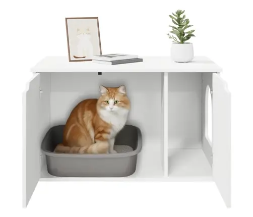 Kaķu Māja Balts 85 X 55 X 50 Cm Inženierijas Koks Vidaxl