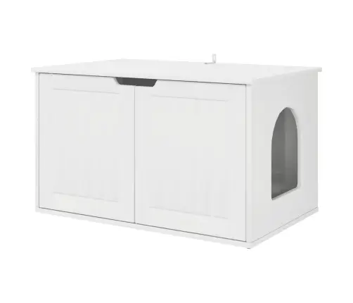 Kaķu Māja Spīdīga Balta 85 X 55 X 53,5 Cm Inženierijas Koks Vidaxl