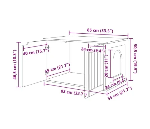 Kaķu Māja Dūmaka Ozols 85 X 55 X 53,5 Cm Inženierijas Koks Vidaxl