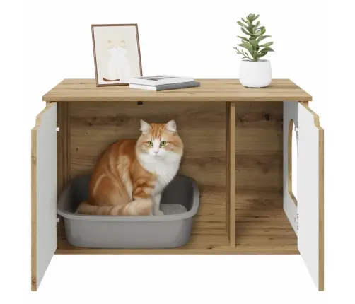 Kaķu Māja Mākslīgā Ozola 85 X 55 X 53,5 Cm Inženierijas Koks Vidaxl