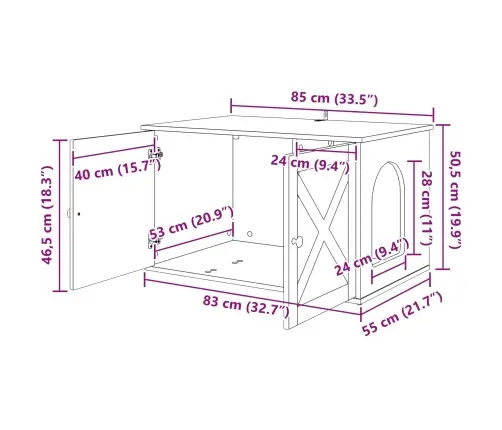Kaķu Māja Betons 85 X 55 X 50 Cm Inženierijas Koks Vidaxl