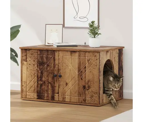 Kaķu Māja Vecs Koks 85 X 55 X 50 Cm Inženierijas Koks Vidaxl