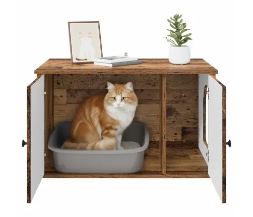 Kaķu Māja Vecs Koks 85 X 55 X 50 Cm Inženierijas Koks Vidaxl