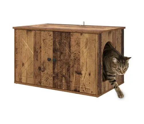 Kaķu Māja Vecs Koks 85 X 55 X 50 Cm Inženierijas Koks Vidaxl