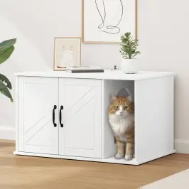 Kaķu Māja Balts 85 X 55 X 50 Cm Inženierijas Koks Vidaxl