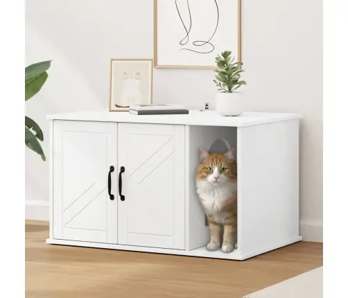 Kaķu Māja Balts 85 X 55 X 50 Cm Inženierijas Koks Vidaxl