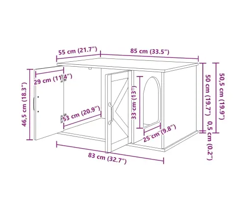 Kaķu Māja Balts 85 X 55 X 50 Cm Inženierijas Koks Vidaxl