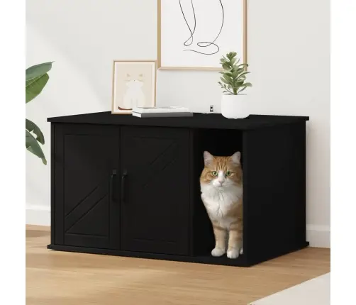 Katės Namelis Juoda 85 X 55 X 50 Cm Apdirbta Mediena