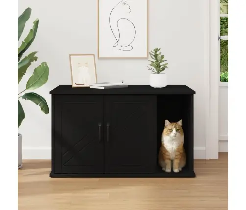 Katės Namelis Juoda 85 X 55 X 50 Cm Apdirbta Mediena