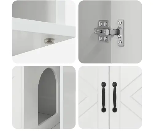 Kaķu Māja Spīdīga Balta 85 X 55 X 50 Cm Inženierijas Koks Vidaxl