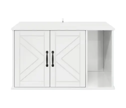 Kaķu Māja Spīdīga Balta 85 X 55 X 50 Cm Inženierijas Koks Vidaxl