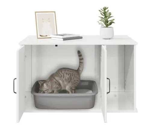 Kaķu Māja Spīdīga Balta 85 X 55 X 50 Cm Inženierijas Koks Vidaxl