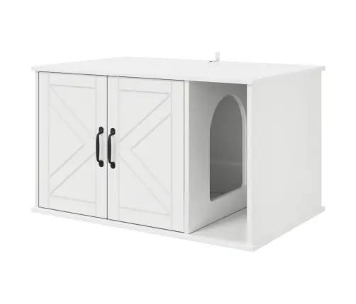 Kaķu Māja Spīdīga Balta 85 X 55 X 50 Cm Inženierijas Koks Vidaxl