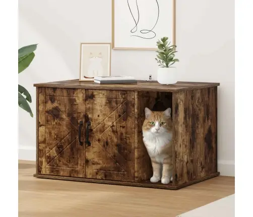 Katės Namelis Rūkyta Ąžuolas 85 X 55 X 50 Cm Apdirbta Mediena