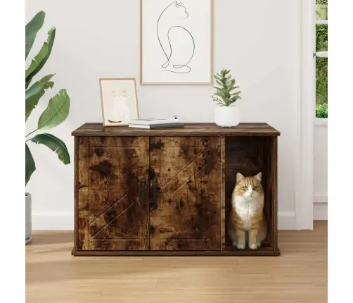 Katės Namelis Rūkyta Ąžuolas 85 X 55 X 50 Cm Apdirbta Mediena