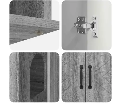 Kaķu Māja Pelēks Sonoma 85 X 55 X 50 Cm Inženierijas Koks Vidaxl