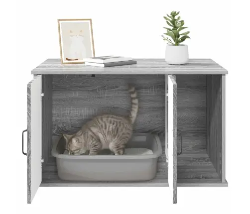 Kaķu Māja Pelēks Sonoma 85 X 55 X 50 Cm Inženierijas Koks Vidaxl