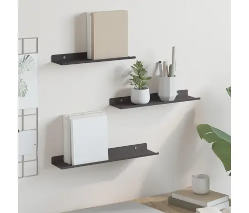 Seinariiul Riiuliga Ladustamisega 3 Pcs Must 80 X 9 X 2.5 Cm