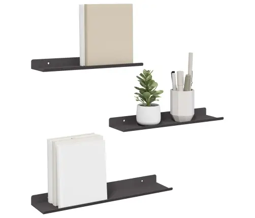 Seinariiul Riiuliga Ladustamisega 3 Pcs Must 80 X 9 X 2.5 Cm