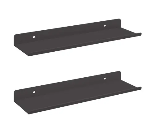 Sienas Plaukts Ar Plauktu 2 Pcs Melna 80 X 9 X 2.5 Cm Vidaxl