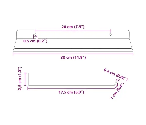 Sienas Plaukts Ar Plauktu 2 Pcs Melna 80 X 9 X 2.5 Cm Vidaxl