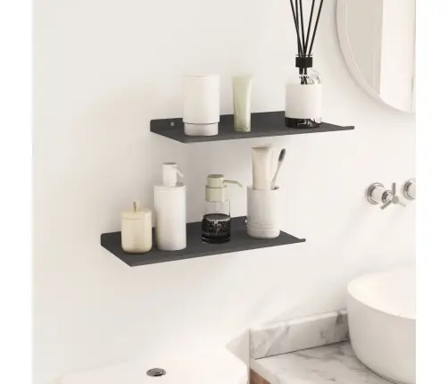 Sienas Plaukts Ar Plauktu 2 Pcs Melna 40 X 18 X 2,5 Cm Vidaxl