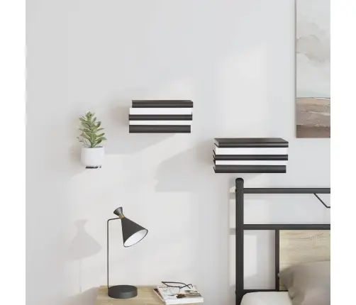 Neredzamais Peldošais Plaukts 4 Pcs Melna 6 X 11 X 6.5 Cm Vidaxl