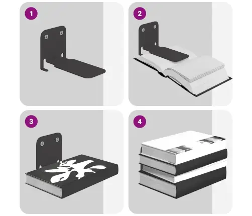 Neredzamais Peldošais Plaukts 4 Pcs Melna 6 X 11 X 6.5 Cm Vidaxl