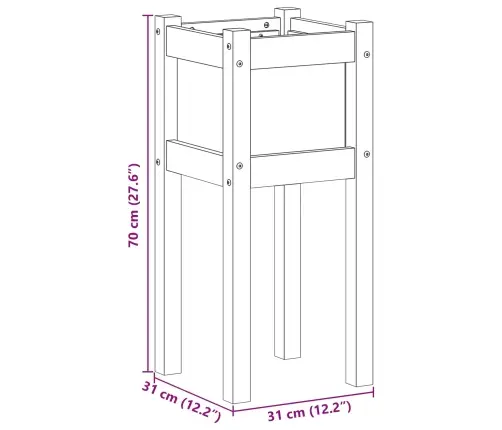 Dārza Stādītājs Daba 31 X 31 X 70 Cm Ciets Priedes Koks Vidaxl
