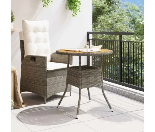 Vakariņu Galds Ar Uzglabāšanu Pelēks Un Akācija 70 X 70 X 73 Cm Vidaxl