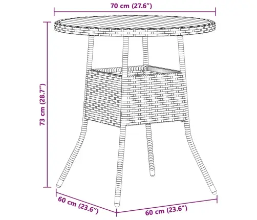 Vakariņu Galds Ar Uzglabāšanu Pelēks Un Akācija 70 X 70 X 73 Cm Vidaxl