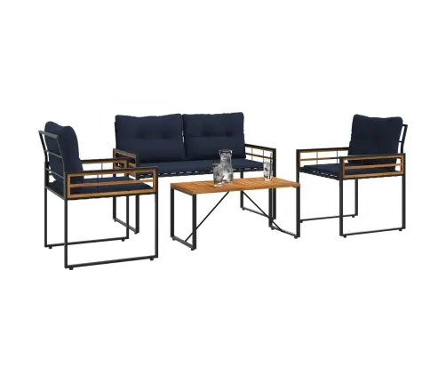 Āra Mēbeļu Komplekts Ar Spilvenu 4 Pcs Tumši Zils Vidaxl