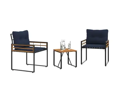 Āra Mēbeļu Komplekts Ar Spilvenu 3 Pcs Tumši Zils Vidaxl