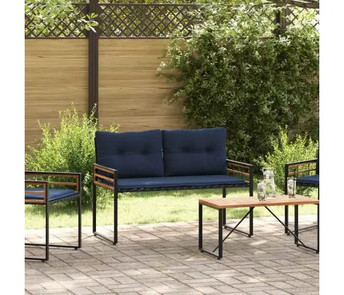 Koka Lādes Sols Ar Spilvenu Tumši Zils 114 X 55 X 77 Cm Vidaxl