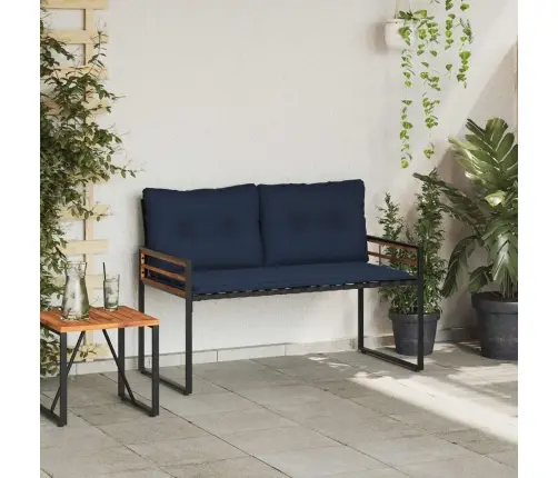 Koka Lādes Sols Ar Spilvenu Tumši Zils 114 X 55 X 77 Cm Vidaxl