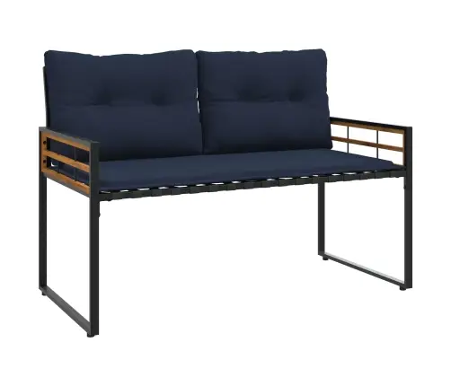 Koka Lādes Sols Ar Spilvenu Tumši Zils 114 X 55 X 77 Cm Vidaxl