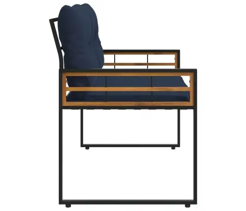 Koka Lādes Sols Ar Spilvenu Tumši Zils 114 X 55 X 77 Cm Vidaxl