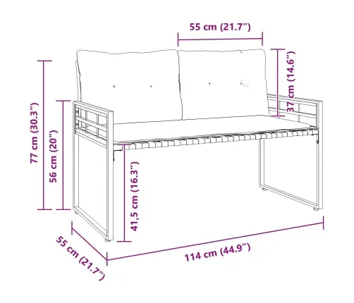 Koka Lādes Sols Ar Spilvenu Tumši Zils 114 X 55 X 77 Cm Vidaxl
