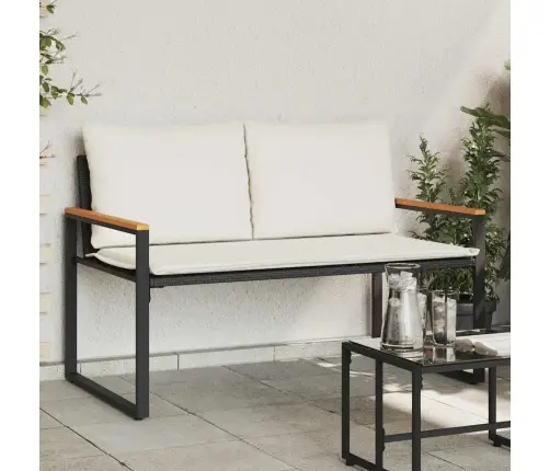 Suoliukas Juoda Ir Kreminė Balta 115 X 65 X 72 Cm Ratanas