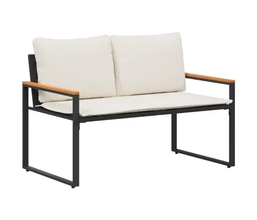 Suoliukas Juoda Ir Kreminė Balta 115 X 65 X 72 Cm Ratanas