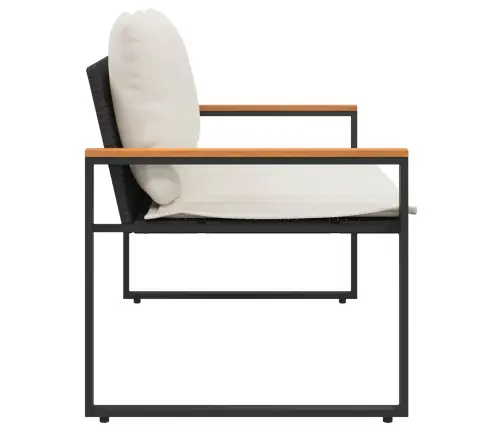 Suoliukas Juoda Ir Kreminė Balta 115 X 65 X 72 Cm Ratanas